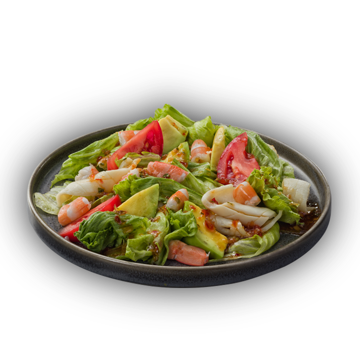 

Теплый салат с креветками и авокадо